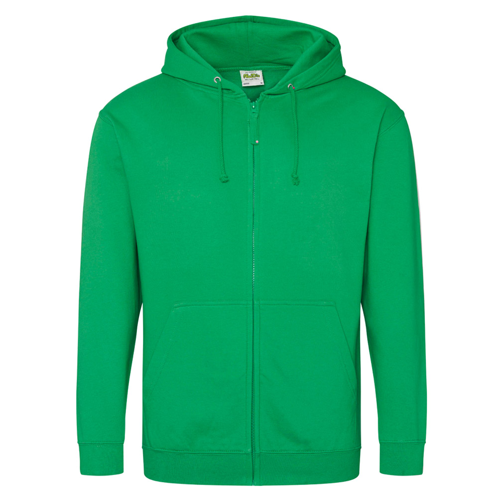 QUILTED ZIP HOODIE RELAXED - KELLY GREEN