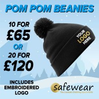 Embroidered Pom Pom Beanie Bundle